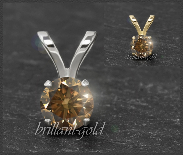 Brillant 585 Gold Anhänger, cognac 0,10-0,50ct